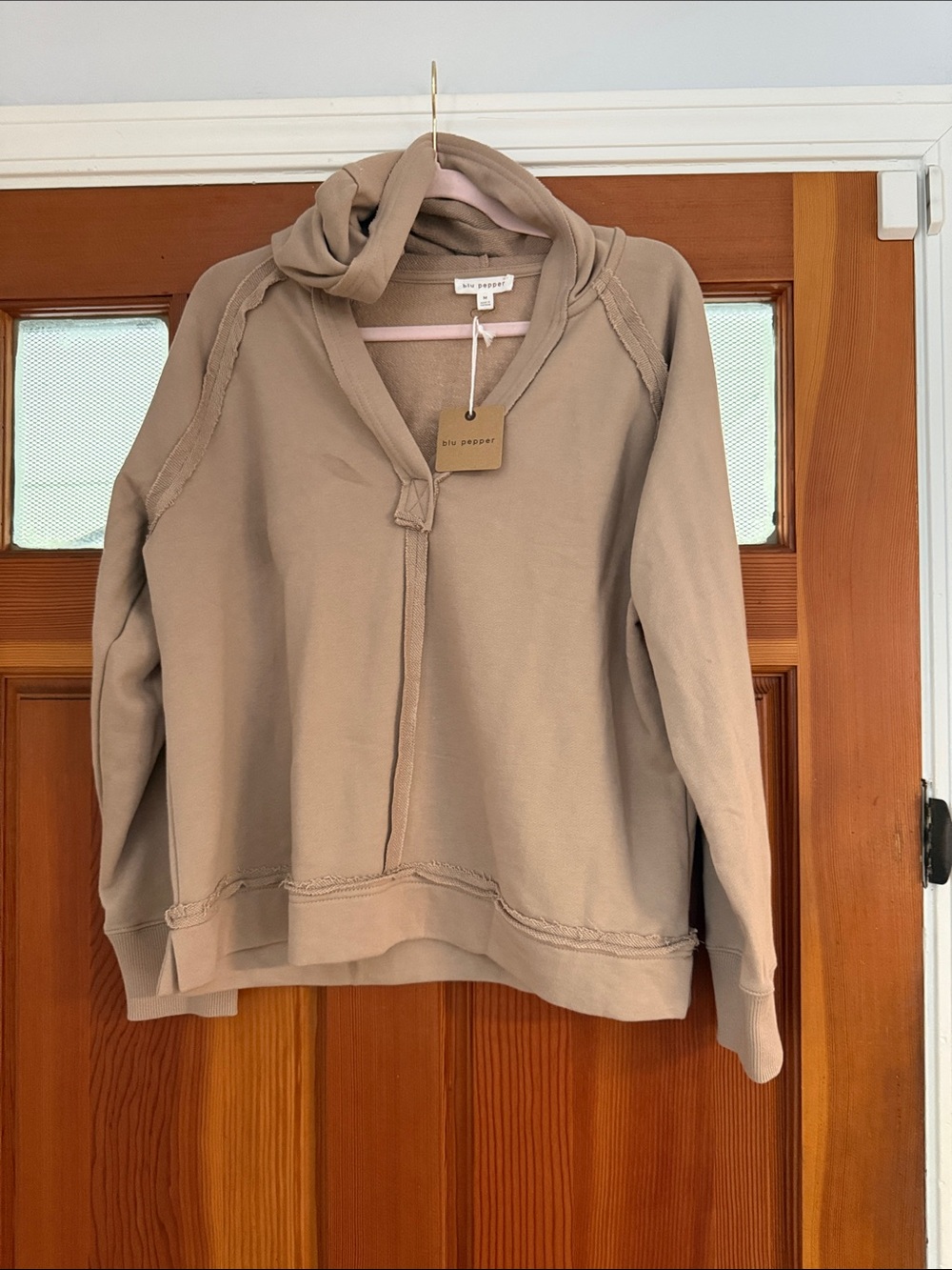 Blu Pepper Taupe Hooded Sweatshirt
